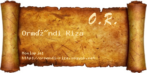 Ormándi Riza névjegykártya